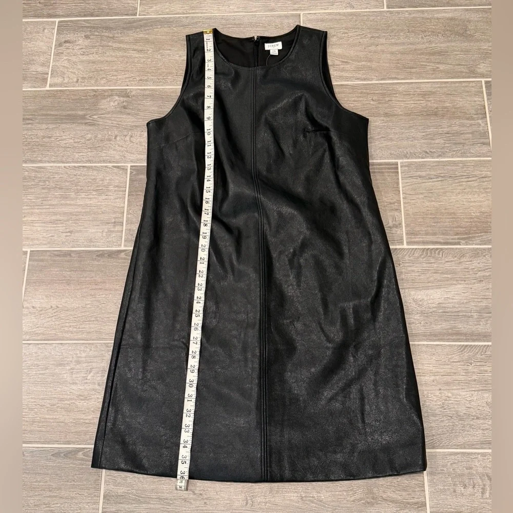 NWT! J. Crew Black Faux-Leather Sleeveless Shift Dress. Size 10.